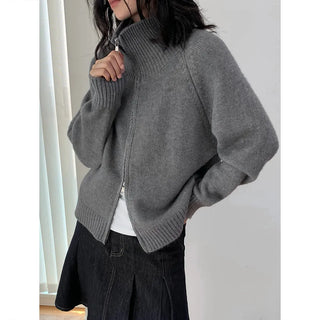 double zipper cardigan