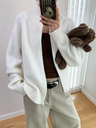 double zipper cardigan