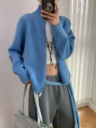 double zipper cardigan