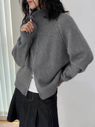 double zipper cardigan