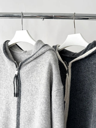hooded sportswear cardigan