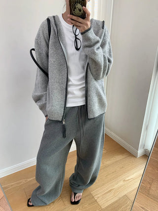 hooded sportswear cardigan