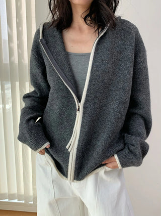 hooded sportswear cardigan