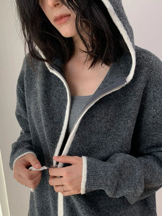 hooded sportswear cardigan