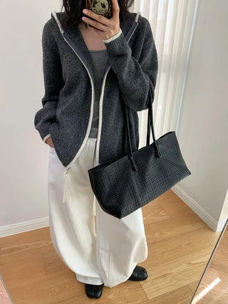 hooded sportswear cardigan