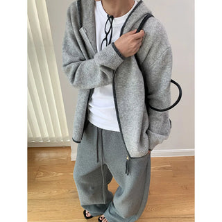 hooded sportswear cardigan