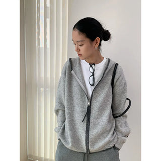 hooded sportswear cardigan