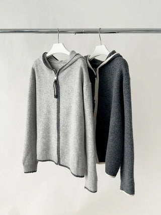 hooded sportswear cardigan