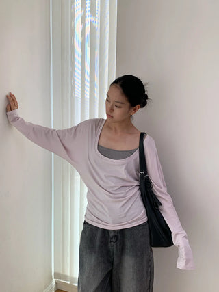 U-neck Tencel blouse