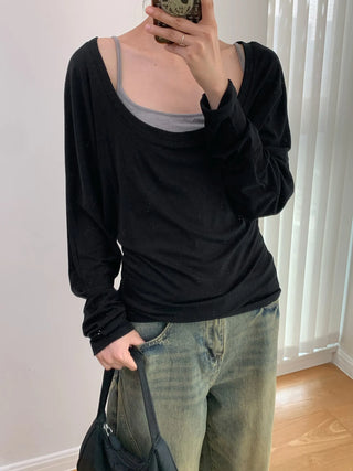 U-neck Tencel blouse