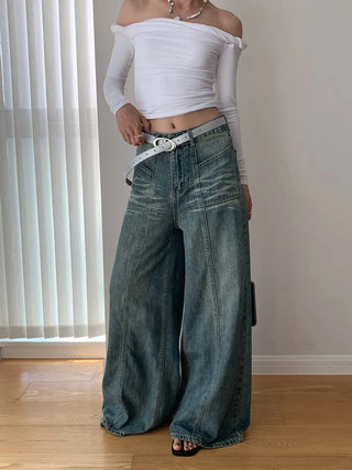 washed wide jeans