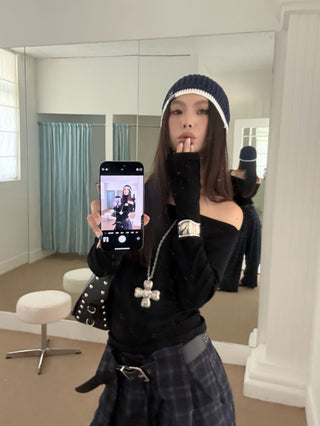 off-shoulder long sleeve