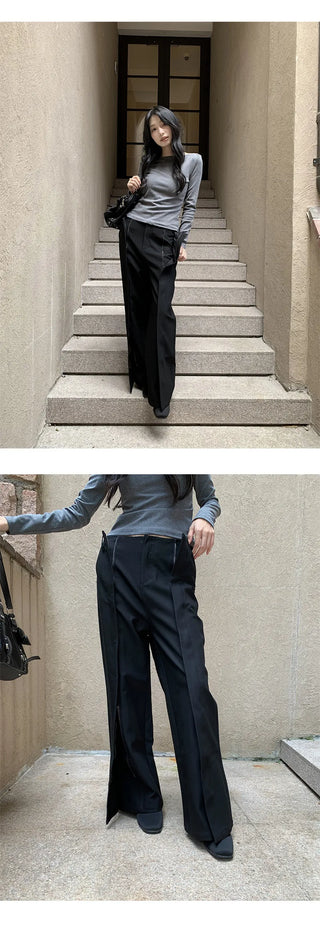 zipper split pants