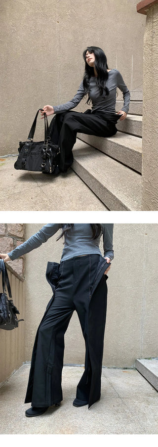 zipper split pants