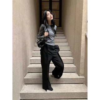 zipper split pants