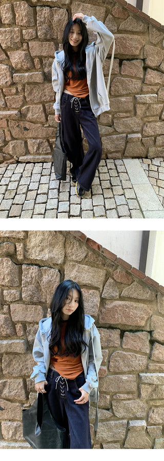 lace-up cardigan coat