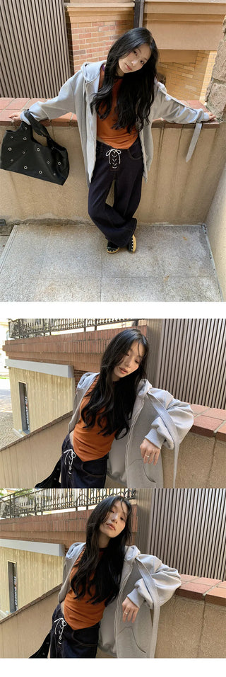 lace-up cardigan coat