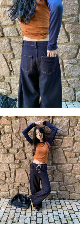 lace-up wide pants