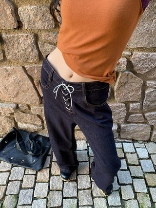 lace-up wide pants