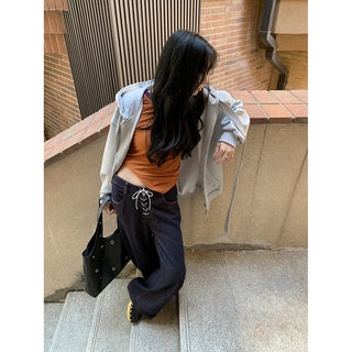 lace-up wide pants