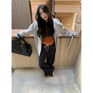 lace-up wide pants