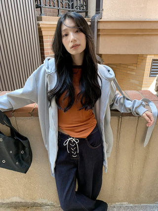 lace-up wide pants