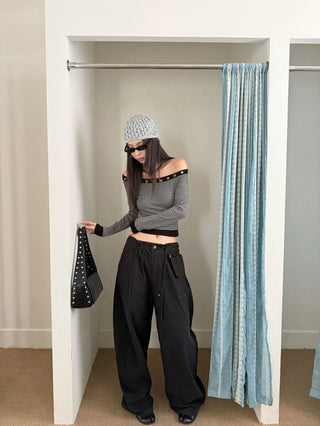 drawstring paratrooper pants