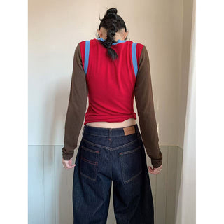 breasted wide jeans