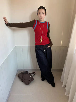 breasted wide jeans