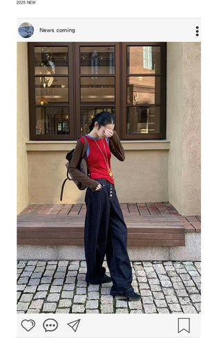 breasted wide jeans