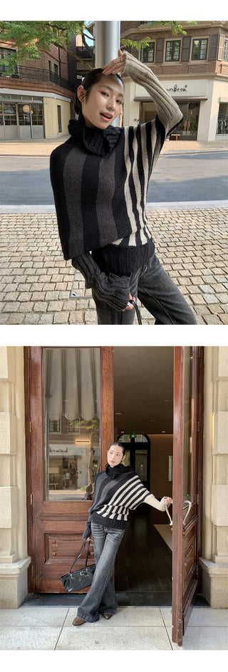 irregular striped sweater