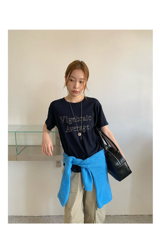 letter embroidered Top