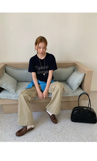 letter embroidered Top