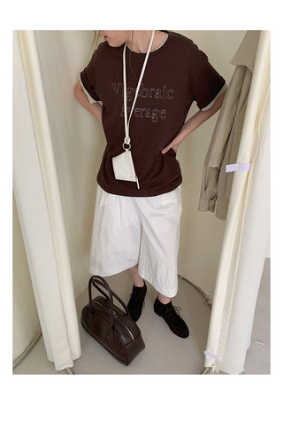 letter embroidered Top