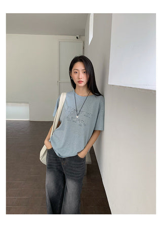 letter embroidered Top