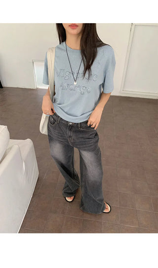 letter embroidered Top