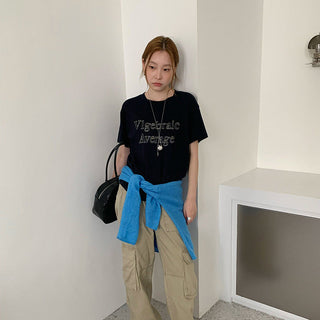 letter embroidered Top