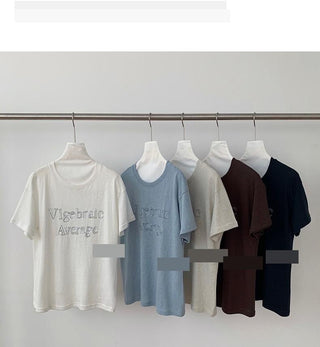 letter embroidered Top