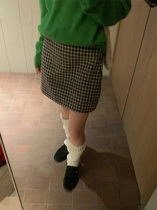 plaid A-line skirt