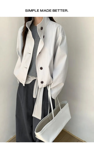 breasted stand collar jacket