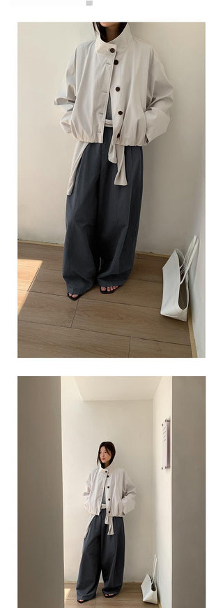 breasted stand collar jacket