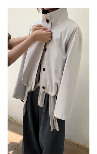 breasted stand collar jacket