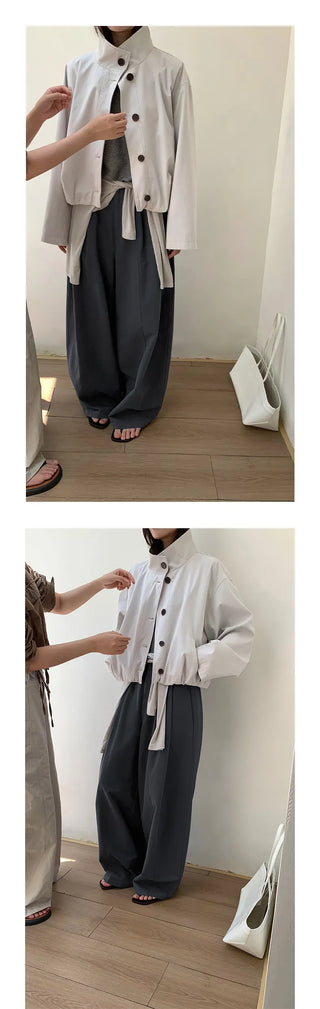 breasted stand collar jacket