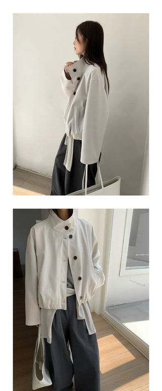 breasted stand collar jacket