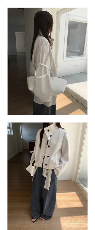 breasted stand collar jacket