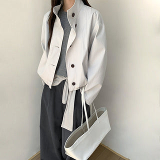 breasted stand collar jacket