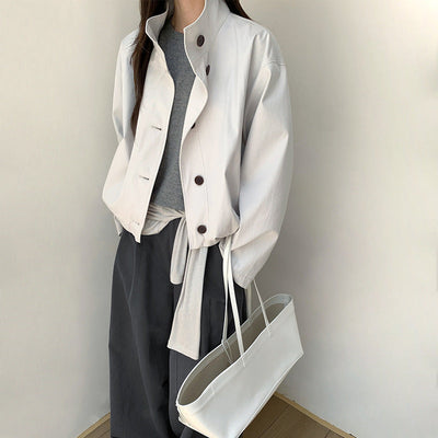breasted stand collar jacket