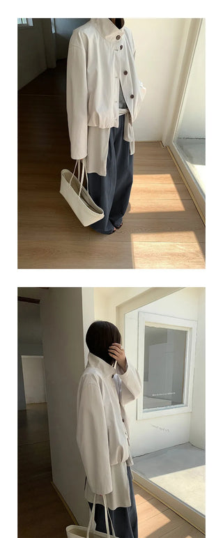 breasted stand collar jacket