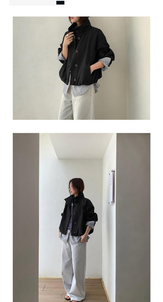 breasted stand collar jacket