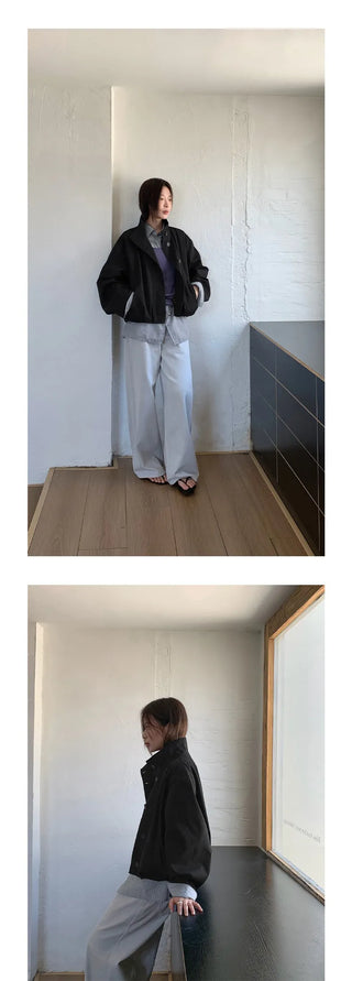 breasted stand collar jacket